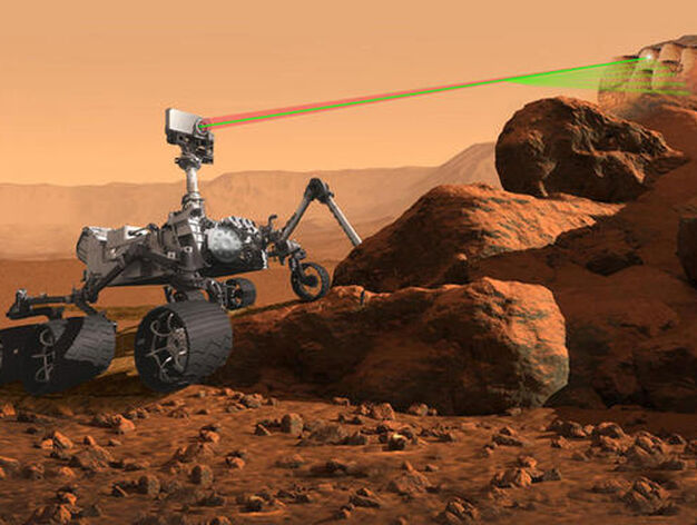 Recreaci&oacute;n del 'rover' Mars 2020, con la Supercam en acci&oacute;n. 

Foto: GALERIA MARTE