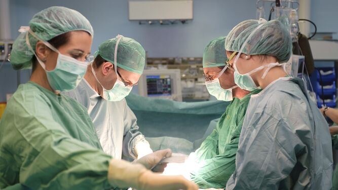 Un equipo quirúrgico en plena operación de trasplante.