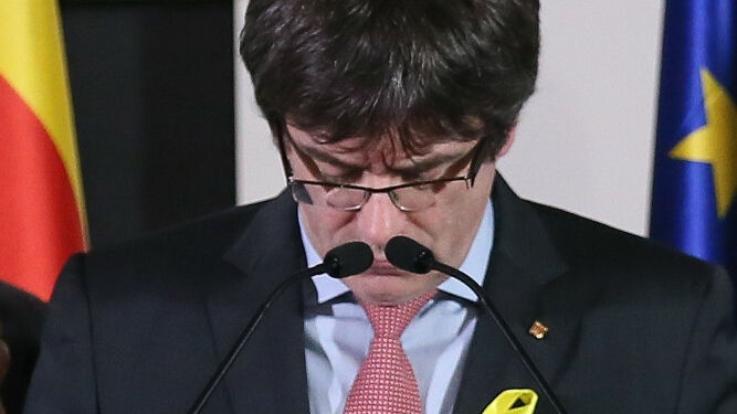 Carles Puigdemont en una comparecencia de prensa.
