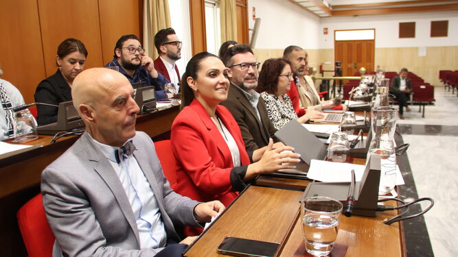 Los concejales del Grupo Municipal del PSOE, en un pleno.
