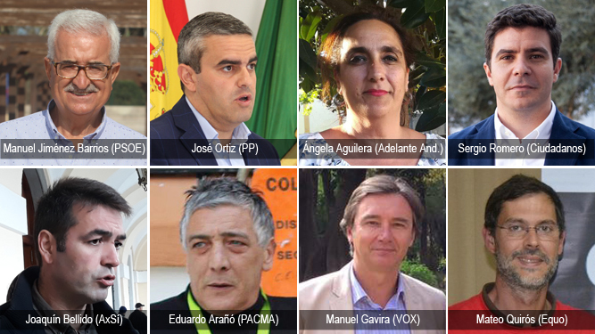 Los cabezas de lista de los principales partidos que concurren por Cádiz a las elecciones andaluzas.