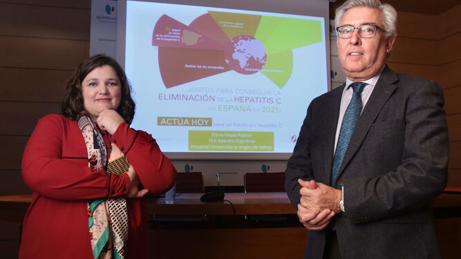 La doctora Elena Hoyas y el doctor Alfonso Haya, durante el encuentro celebrado la semana pasada en Sevilla.
