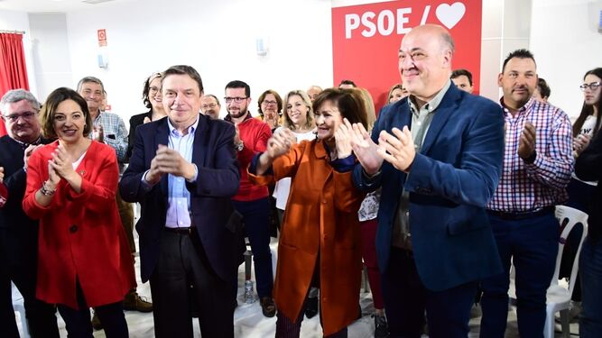 Ambrosio, Planas, Calvo y Ruiz, en la apertura del acto del PSOE.
