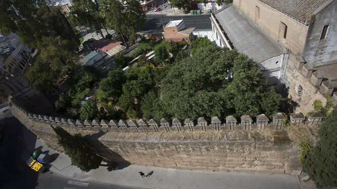 La muralla almohade de la Macarena junto a la Puerta de Córdoba.