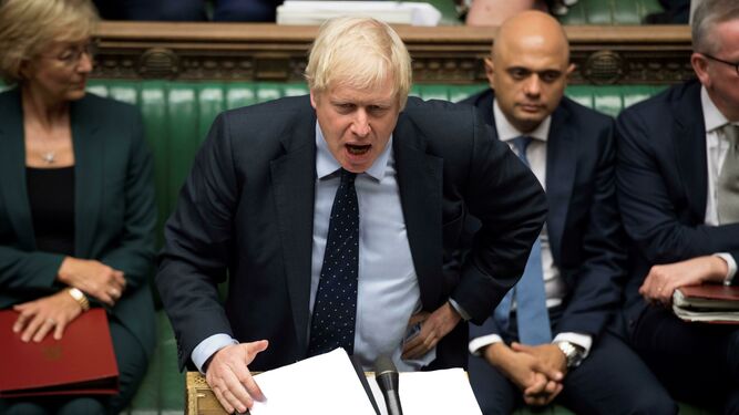 El primer ministro británico, Boris Johnson, durante su intervención en el parlamento.