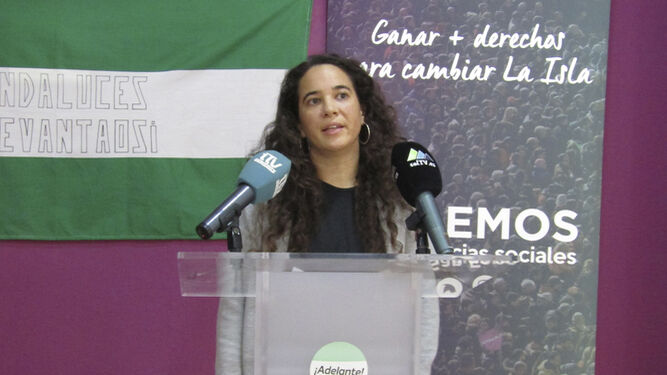 Ana Rojas, en la sede de Podemos.