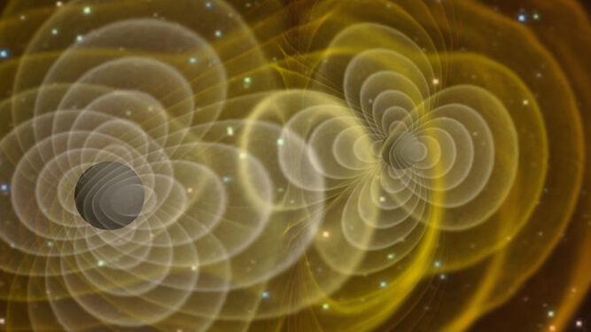 Ilustración de la NASA de dos ondas gravitacionales