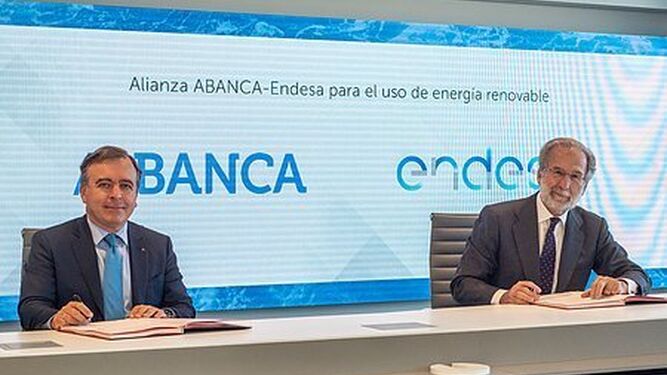 Firma del acuerdo entre Abanca y Endesa.