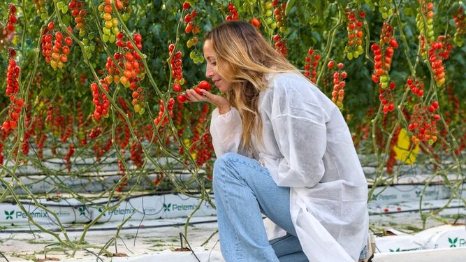 Gemma Mengual en una visita a Almería para conocer el modelo de producción hortofrutícola de los invernaderos solares