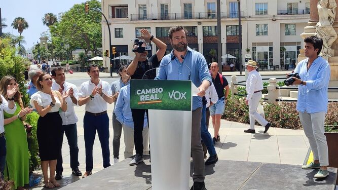 El portavoz de Vox en el Congreso, Iván Espinosa de los Monteros, en un acto por las elecciones andaluzas en Málaga.