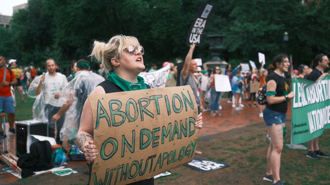 Varias manifestantes a favor del aborto en Washington.