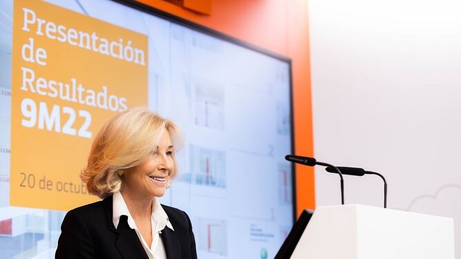 María Dolores Dancausa, en la rueda de prensa de presentación de los resultados