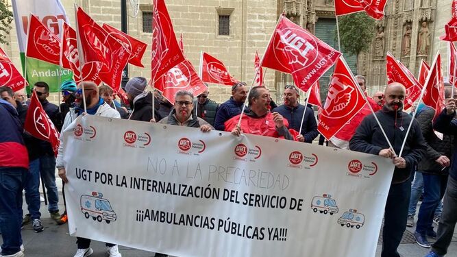 Movilización de los trabajadores de Tenorio en Sevilla.