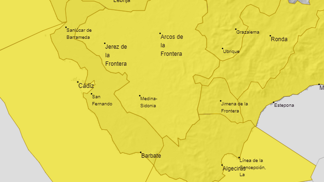 La provincia de Cádiz, en alerta amarilla.