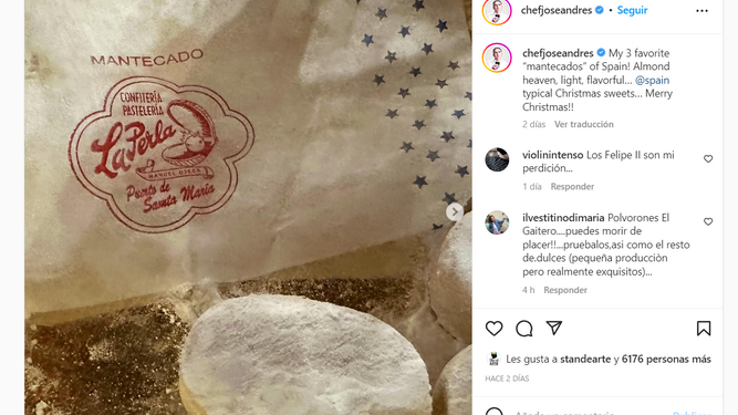 Captura de pantalla del Instagram del chef José Andrés