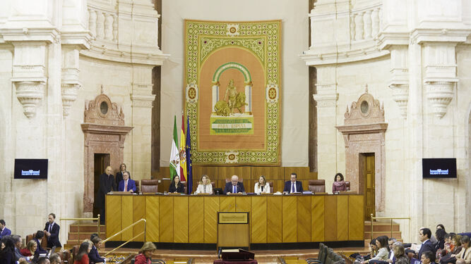 Un momento del pleno en el Parlamento andaluz.