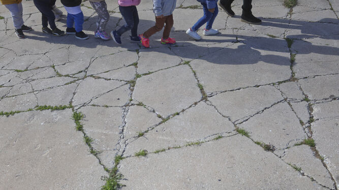 Una zona de sombra creada en un colegio de Torremolinos.