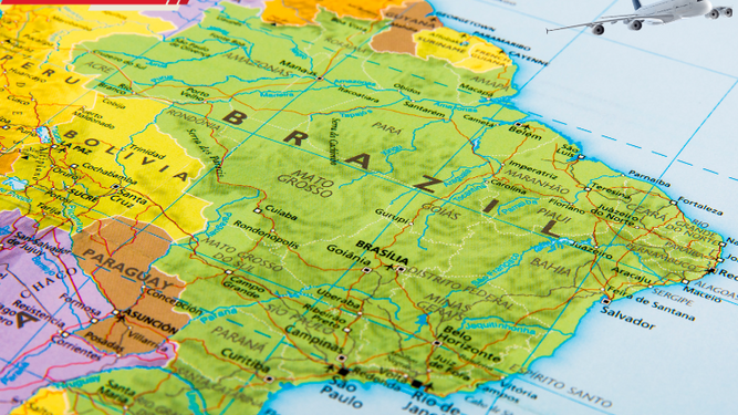Mapa de Brasil, nuevo mercado para Euroairlines.