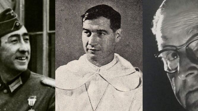 De izquierda a derecha: Manuel de Mora-Figueroa y Gómez-Imaz, el mercedario Manuel Fernández Martínez y Manuel Esteve Guerrero.
